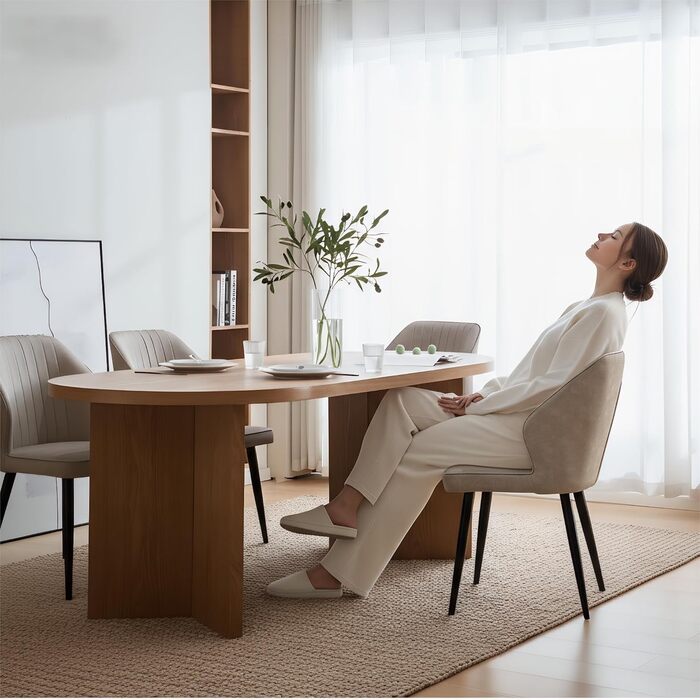 CLIPOP Комплект обідніх стільців 4 шт. Ретро, штучна шкіра, м'яке сидіння, металеві ніжки, для кухні/офісу, бежевий колір