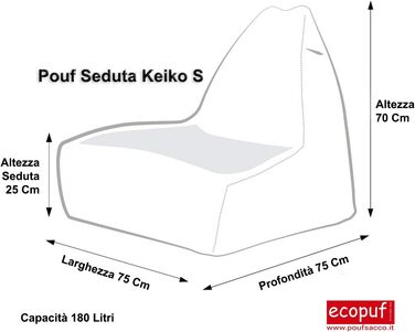 Екопуф Кейко Крісло Beanbag Cord розмір S 75x75x70См з наповнювачем Оксамитова кімнатна крісло-мішок Крісла-мішки для розслабленого сидіння та лежання Крісло-мішок з ручкою та подушкою