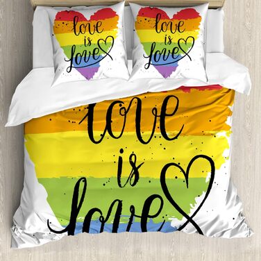 Набір підковдр ABAKUHAUS Pride , Love is Love Art ЛГБТ, захист від кліщів Алергія Підходить з наволочками, (155 см x 200 см - 80 x 80 см, різнокольорові)