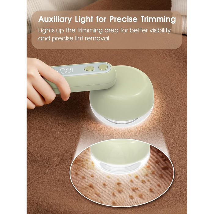 Електричний триммер для одягу COPPA, 6 лез, 3 швидкості, перезаряджається, з індикатором заряду, для пуловерів та одягу, білий (зелений)