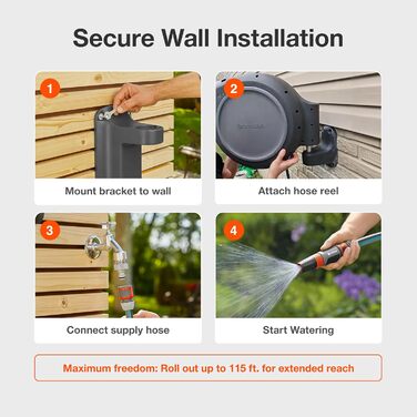 Гардена котушка для шланга на стіну, втягувана, 35 м, чорно-бірюзова