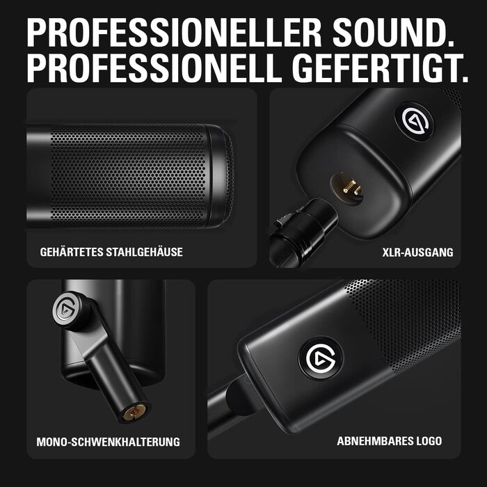 Elgato Wave DX — динамічний XLR-мікрофон для подкастів, стрімінгу та трансляцій, кардіоїдна діаграма, шумозаглушення, не потребує підсилювача, сумісний з Mac/PC