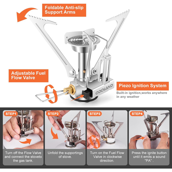 Набір посуду для кемпінгу Odoland: каструля, сковорода, тарілки, миски, виделки, ножі, ложки (10/15 шт.) з нержавіючої сталі з антипригарним покриттям та чохлом