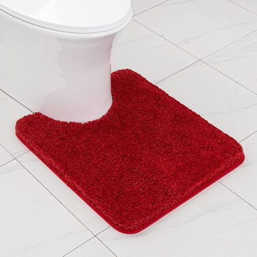 Килимок для ванної MIULEE м'який нековзний килимок для ванної, килимок для ванної, килимок для ліжка, пухнастий килим, килимок для ванної, килимок для душу для ванної та вітальні, спальні, 50x80 см (50x60 см з вирізом для унітазу, червоний)
