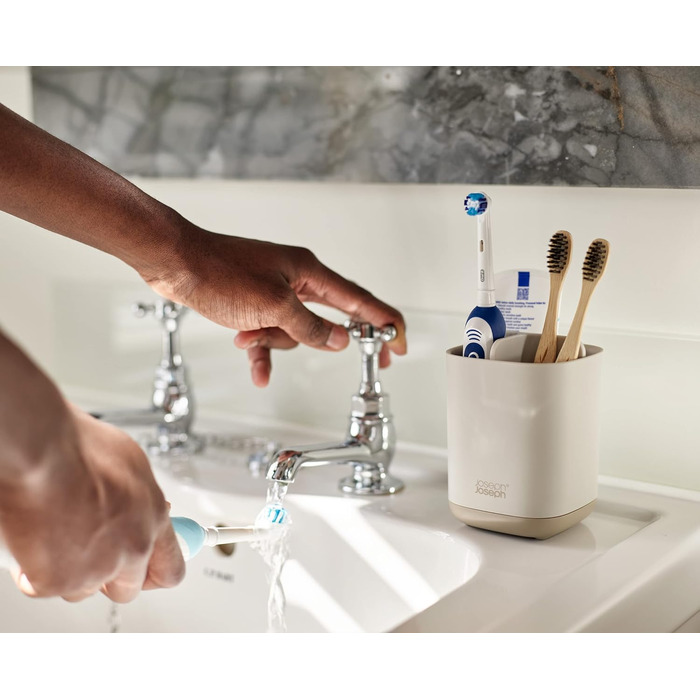 Набір для ванної кімнати Joseph Joseph Bathroom Beauties: миска, тримач для зубних щіток та дозатор мила, нержавіюча сталь, бежевий