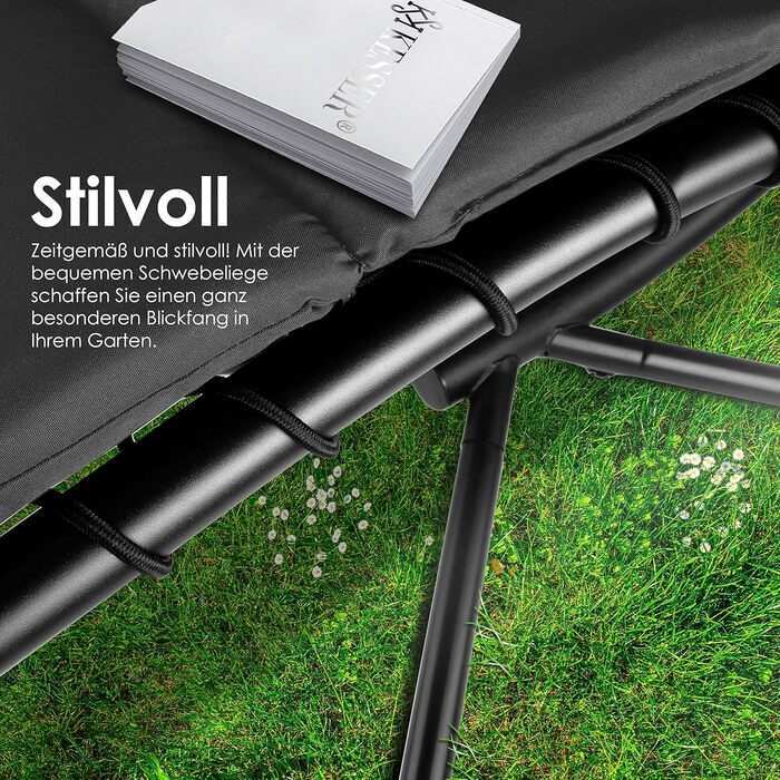 Кесер® Плетене крісло-гойдалка з сонцезахисним козирком, 194x100 см, до 120 кг, з подушкою для шиї та сумкою, антрацит