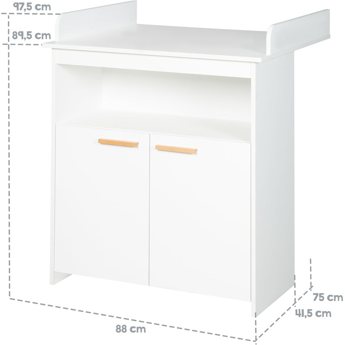 Комод-пеленальник Roba 'Антон' білий, з пеленальним столиком, 2 дверцята та 1 полиця, висота пеленального майданчика 90 см