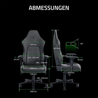 Ігровий крісло Razer Iskur V2 X з підтримкою попереку (м'яка тканина, 2D підлокітники, щільна піна)