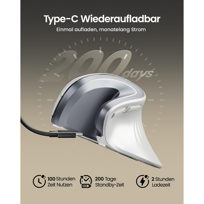 Вертикальна миша ProtoArc EM11 NL: бездротова, з підзарядкою, для 3 пристроїв (Bluetooth+USB), чорно-зелена