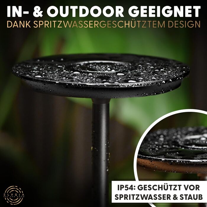 LED-лампа ELYSIA на акумуляторі, торшероподібна, диммування, бездротова, сенсорна панель, для внутрішнього та зовнішнього використання [IP54], тепле світло [2200K-2700K-3200K], USB-C, перезарядна, алюміній, чорна