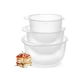 Набір мисок для змішування з 3 предметів com-four - нековзна миска для випічки зі стопорним дном і чашею для змішування зі шкалою з промивальною сіткою для носика