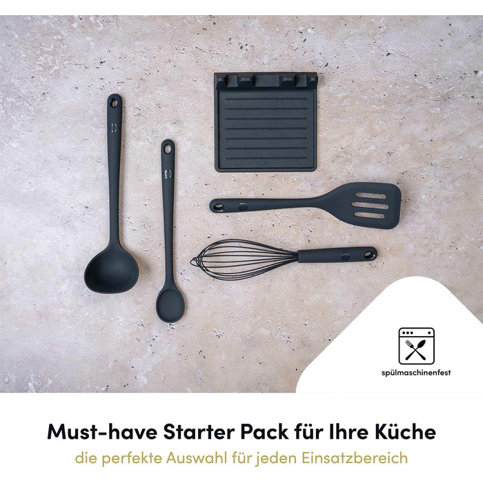 Набір кухонних аксесуарів Hoffmann Küchenhelfer-Set (5 предметів), антрацит, силікон-сталевий сердечник