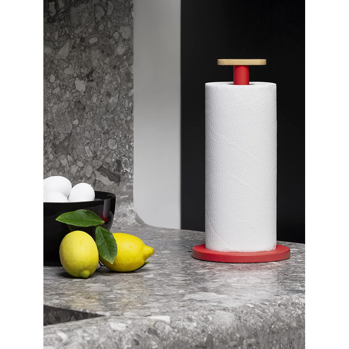 Тримач для паперових рушників Alessi Mattina BG05 R, сталь з епоксидним покриттям та бамбуком, червоний