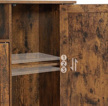 Стійка VASAGLE з 3 дверцятами для вітальні, кухні, їдальні, 33 x 110 x 75 см, стиль кантрі, вінтажний колір, LSC096B01