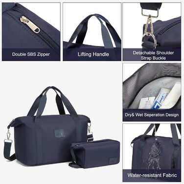 Набір валіз Sea Choice Hardshell 5шт: M, L, XL, + сумка та органайзер, TSA замок, 4 колеса, Рожеве золото (Dunkelblau)