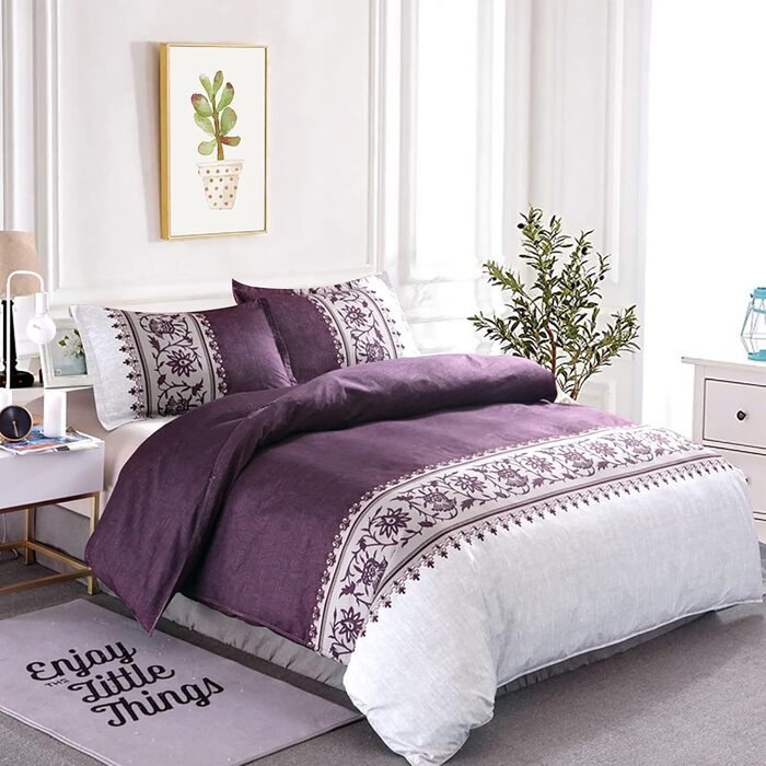 Комплект постільної білизни WONGS BEDDING 135x200 см, 2 шт. и, мікрофібра, фіолетова, на блискавці