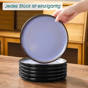 Набір посуду Steingut vancasso AMBER на 6 осіб (24 шт.): тарілки, супові тарілки, десертні тарілки, миски, реактивна глазур, колір фіолетовий, безпечний для миття в посудомийній машині