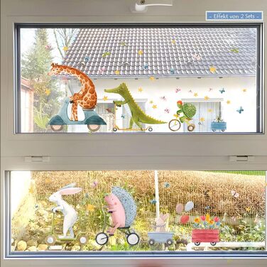 Набір Віконні малюнки Підводний світ Наклейки Риба Плитка для ванної кімнати Дитячий садок (Б. Жираф і крокодил), 4U- 59 шт.