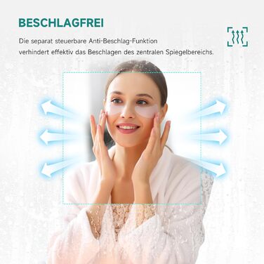 LED дзеркало для ванної кімнати з підсвічуванням 50x80 см, 3 колірні температури, IP44, тип F