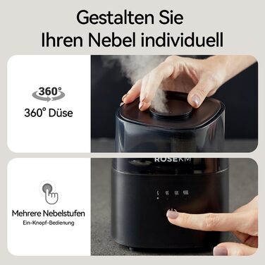 Зволожувач повітря автоматичний для спальні та великих приміщень 4.5л, з таймером, сенсором вологості, до 18 годин роботи, автовимкнення, 360° розпилення (Чорний)