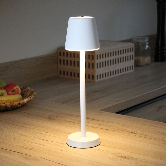 LED настільна лампа з акумулятором 2400 mAh, 16 світлодіодів, 3 режими яскравості, IP54, білий колір, 10,7 x 10,7 x 39 см