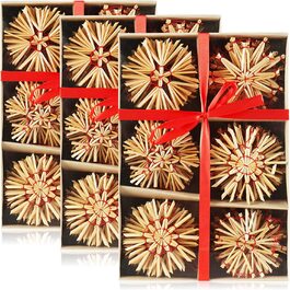 Набір з 12 солом'яних зірочок com-four - підвіски з соломи для різдвяної ялинки-підвіски з натуральної ялинки-різдвяні прикраси-Ø 11 см (8 см, 72 шт.)