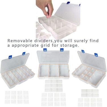 Пластиковий ящик для зберігання Qualsen, регульований набір відсіків, коробка для ювелірних виробів, контейнер для інструментів (18 сіток X 2 упаковки, Прозорий) (Прозорий X 4 (18 сіток))