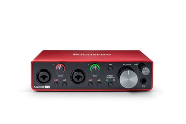 Аудіоінтерфейс Focusrite Scarlett 2i2 3-го покоління з USB: комплект для гітаристів, вокалістів та продюсерів. Студійна якість звуку + ПО