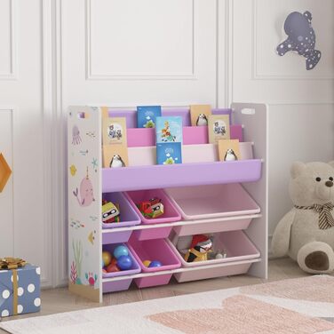 Дитяча полиця для іграшок en.casa Rødøy з 6 ящиками, 78 x 86 x 27 см, дизайн 