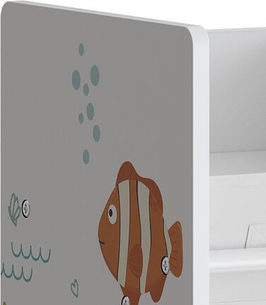 Полиця для дитячої кімнати en.casa Boiro з 9 коробками для іграшок, 60 x 62 x 30 см, Aqua Dream-Motiv