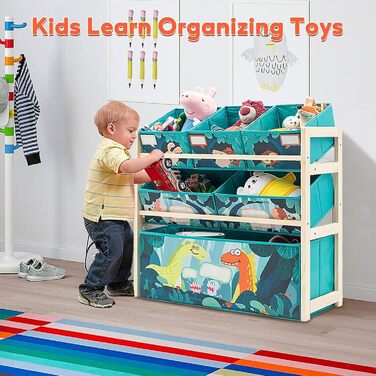 Дерев'яний органайзер для іграшок NUKied | 3-ярусна полиця з коробками | Для дитячої кімнати, школи, садочка