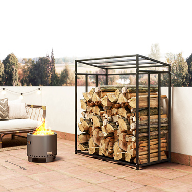 Стійка для дров Outsunny – міцна металева конструкція з тканиною-чохлом, здатна витримувати навантаження до 300 кг. Розміри: 140 x 70 x 154 см. Колір: чорний.