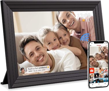 Цифровий фоторамка Frameo з Wi-Fi, 10.1 дюйма, 32GB, IPS сенсорний екран, HD 1280x800, автоматичне обертання, для фото та відео