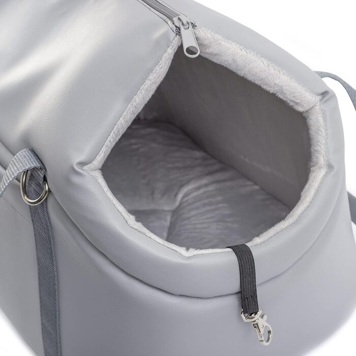 Сумка-переноска для собак/котів наплічна сумка до 5 кг зі штучної шкіри розмір S сірий