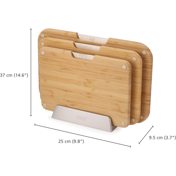 Набір дерев'яних обробних дощок Joseph Joseph Nest Boards (3 шт.), бамбук, нековзкі ніжки, металевий тримач