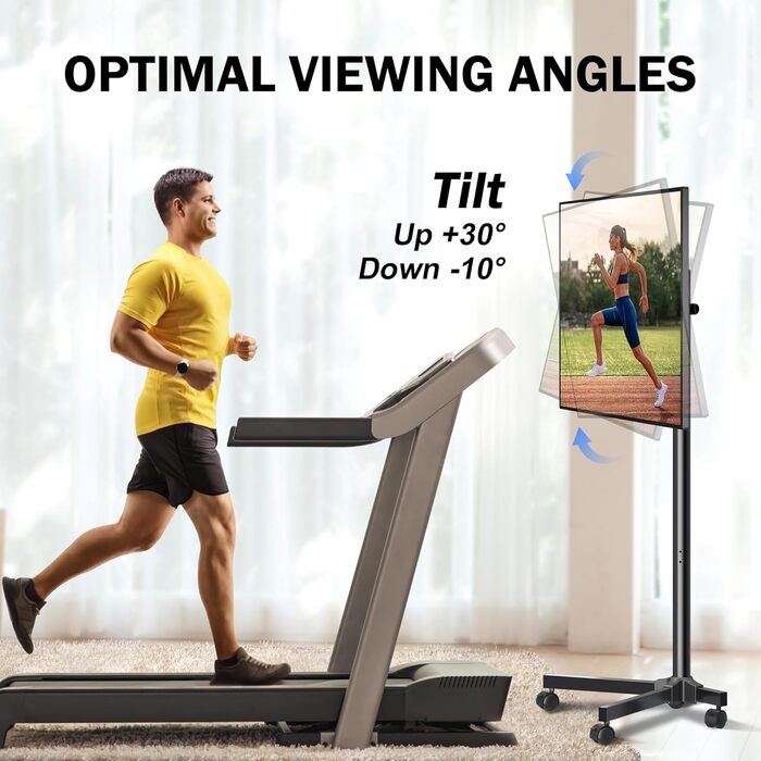 Підставка для телевізора XINLEI, телевізійна візок для телевізорів 13-50 дюймів, регульована висота, кут нахилу 30°, з колесами, VESA 200x200 мм, ML1350