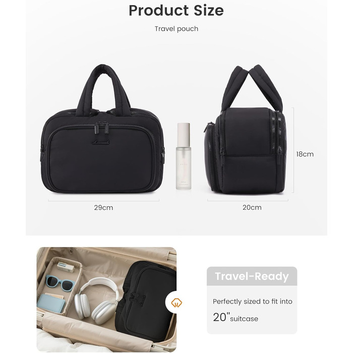 Сумка для косметики OVEVOOK велика, водонепроникна, з відділенням для мокрого, рожева (L, Бежева)