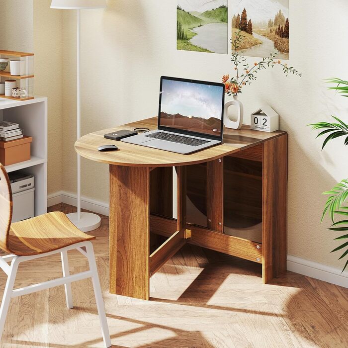 Розкладний обідній стіл GIANTEX для кухні та вітальні, дерев'яний, овальний, на 4-7 осіб, 163 x 80 x 75 см