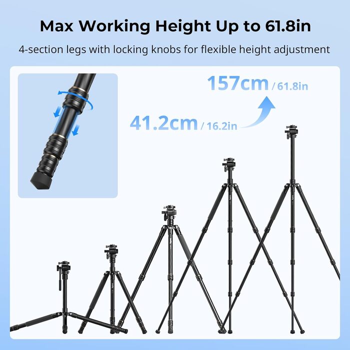 Відеоштатив-монопод SMALLRIG CT150 61,8” з панорамною/нахильною головкою, швидкознімною пластиною Arca, для відеокамери, 360° панорамування, 90°/-70° нахил, макс. навантаження 3 кг – 4937
