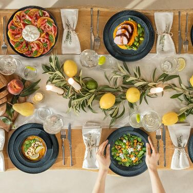 Набір керамічного посуду Twinzee Riviera Granite, 24 предмети для 6 осіб, стійкий до мікрохвильової печі, керамічний сервіз