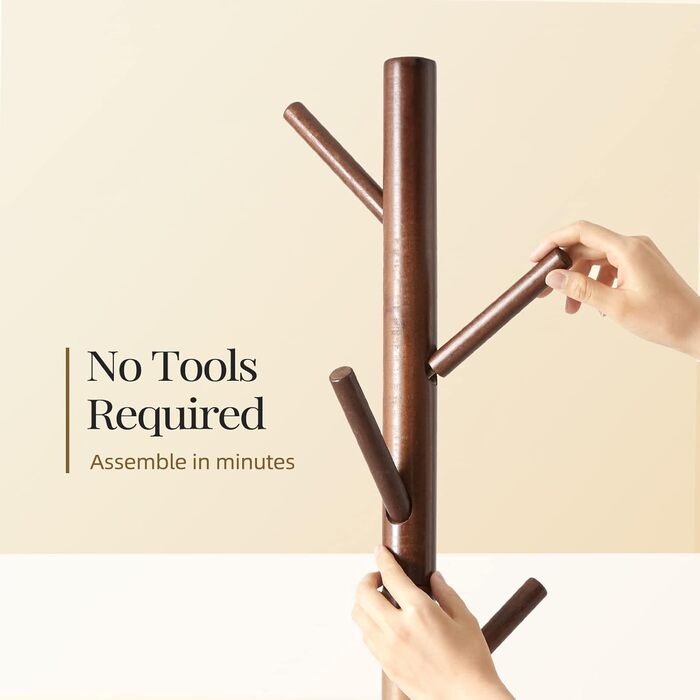 Підвісна вішалка для одягу Pipishell - дерев'яна, з 8 гачками, регульована висота, для дому та офісу