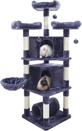 Котяче дерево Cat Tree з 3 платформами, Smoke Grey EMPJ030G, 164