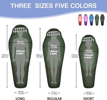 Туристичний спальний мішок WKFAMOUT Flanell 500GSM, -12℃ до 0℃, зимовий, для дорослих і дітей, 3-4 сезони, машінне прання, для кемпінгу та подорожей