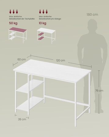 Стол письмовий VASAGLE 100x50x76 см, комп'ютерний, офісний, вінтажний стиль, для робочого кабінету, спальні, вітальні, коричнево-чорний