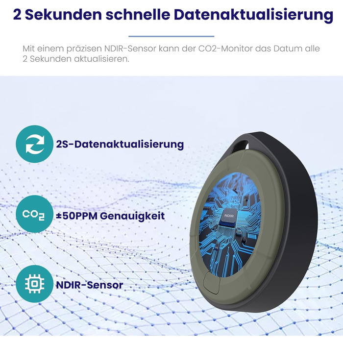 Портативний детектор CO для подорожей: міні-датчик вуглекислого газу з тривалим часом очікування (120 годин), для кемпінгу, дому та вулиці