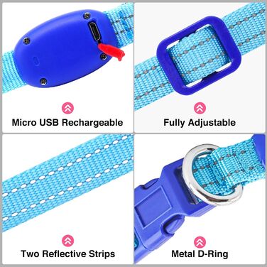 Світлодіодний нашийник для собак KOSKILL, що перезаряджається, водонепроникний, що світиться (синій, S)