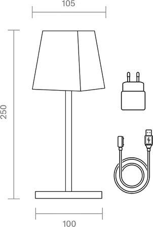 SIGOR Nuindie - LED-лампа на акумуляторі, диммер, для дому та саду, IP54, 38 см, 12 годин роботи, сніжно-білий колір