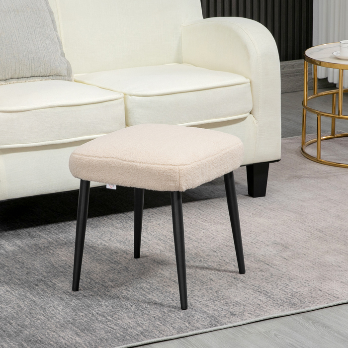 Табурет для макіяжу HOMCOM Footstool Квадратний пуф Cashmere Look зі сталевими ніжками для вітальні Спальні бежевий 42x42x47см