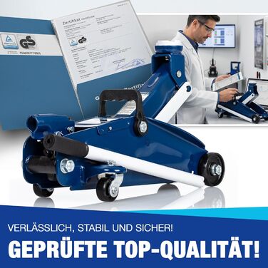 Гідравлічний домкрат NTG 2T (2000 кг) з сертифікатом TÜV, сталева конструкція, висота підйому 130-330 мм - для автомобілів, заміни шин