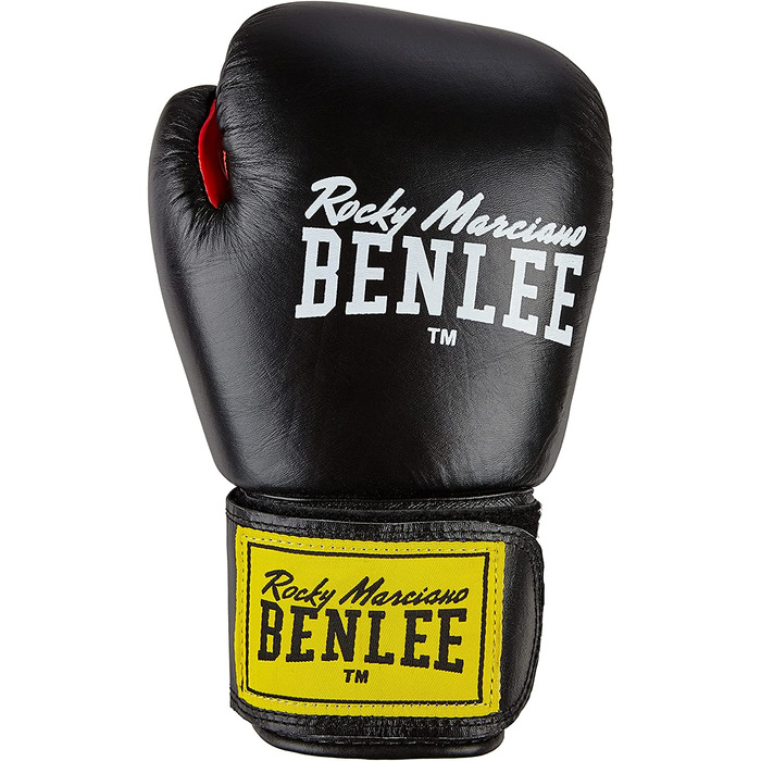 Боксерські рукавички Benlee зі шкіри Fighter Black / Red на 16 унцій одномісні